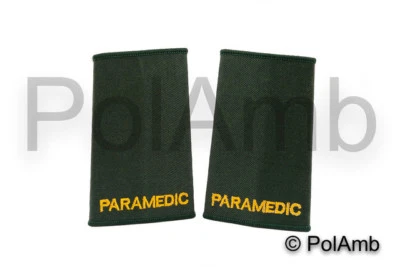 POLAMB PRODUCTS LTD PARAMEDIC Slider Epaulettes (Bottle Green) Medic Ambulance Technician Responder