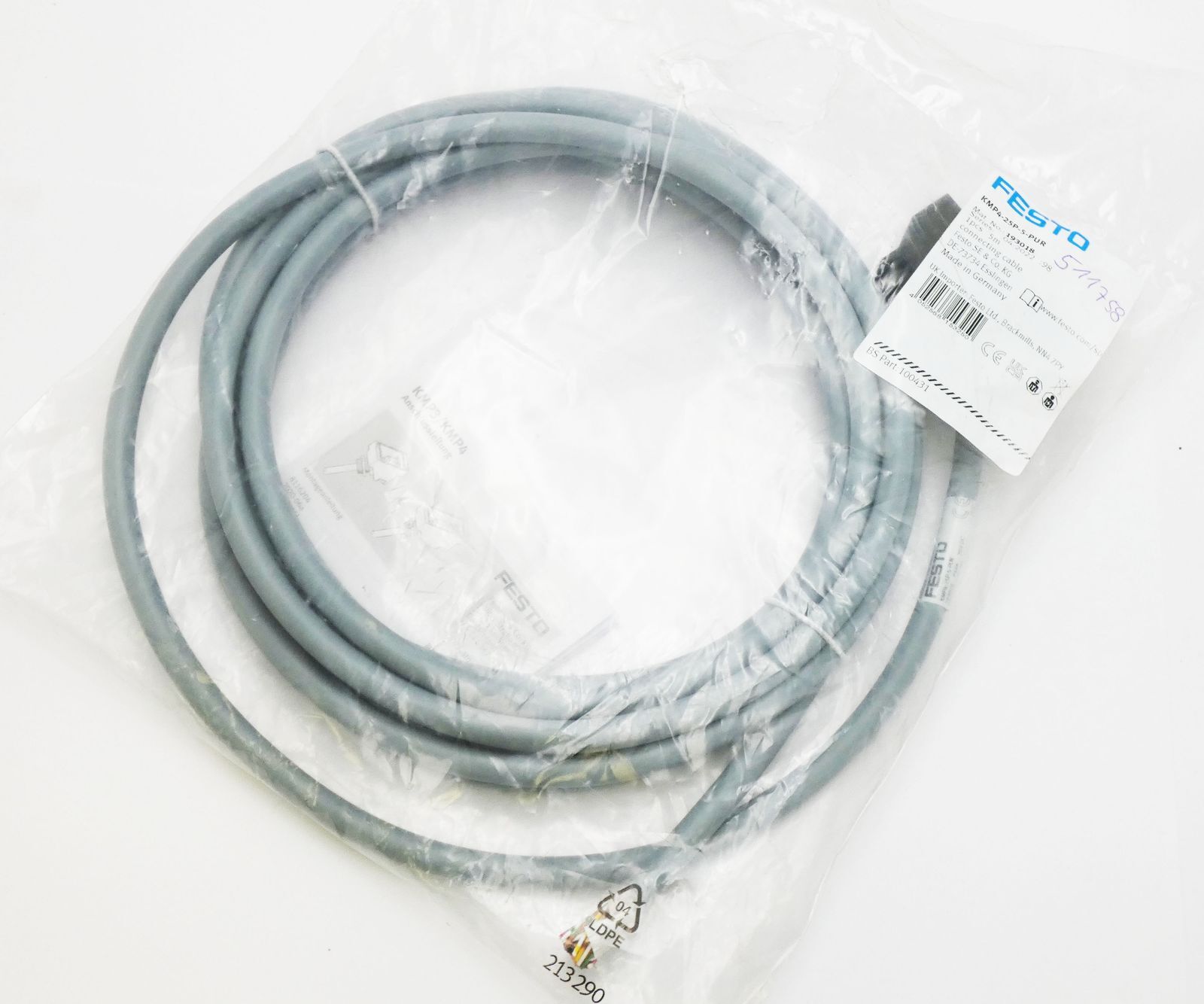 Festo KMP-25P-5-PUR KMP25P5PUR 193018 5m Connecting Cable -Unused-