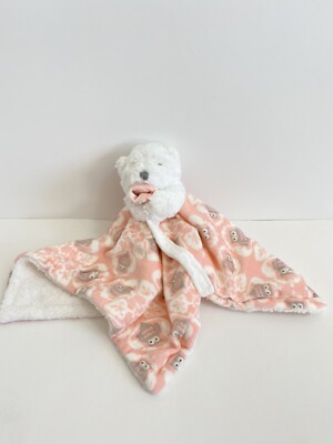 Blankets and Beyond Plush White Bear Pink Owl Lovey Baby Security Blanket