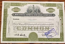 Rockwell Spring And Axle Company Stock Rockwell Spring And Axle Company Stock