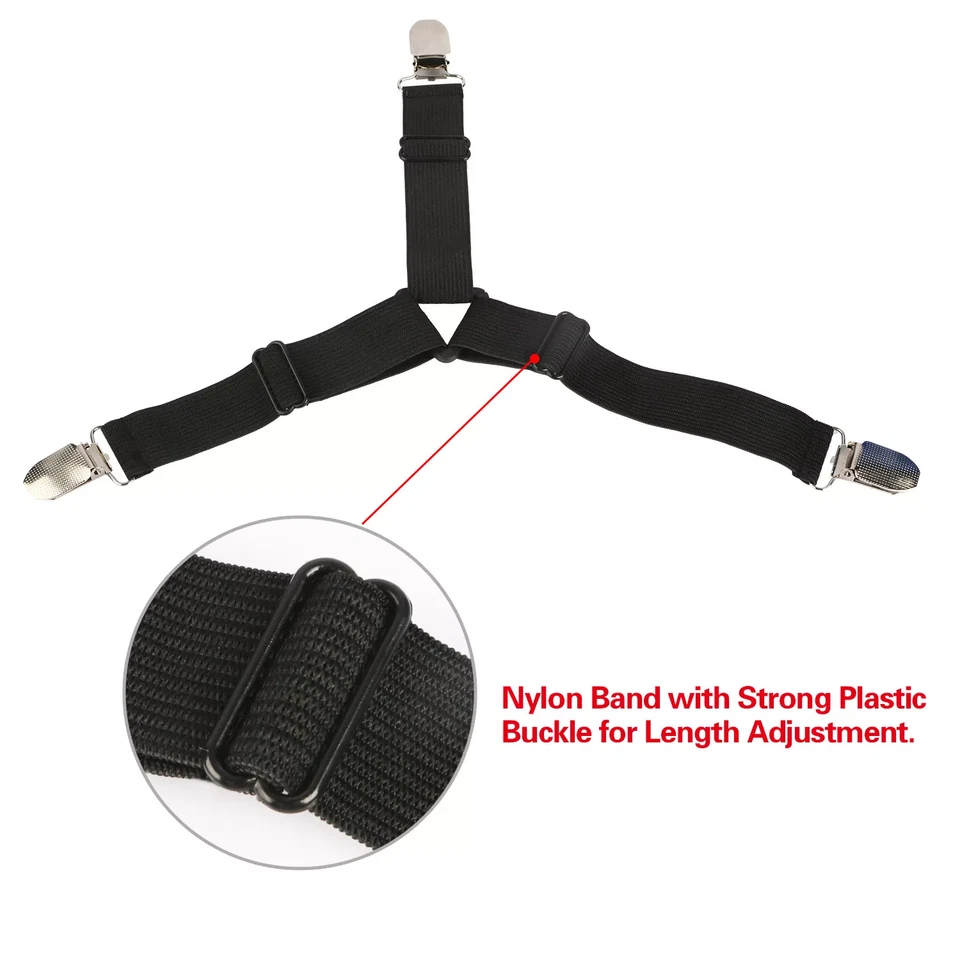 4-20x Triángulo Ajustable Sábana Correa Clips Pinzas Colchón Cama Tirantes Soporte Foto 2 de 4