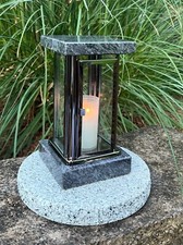 Edelstahl Grablaterne Grablampe Grableuchte Grablicht Sockel Lampe Granit NEU