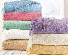 Candlewick Bedspread Luxury Traditional Bed Cotton Throw Single / Double / King