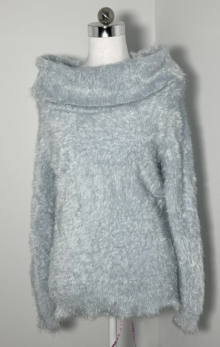 REVIEW Womens Baby Blue Fluffy Knit Sweater Jumper Size 12 eBay