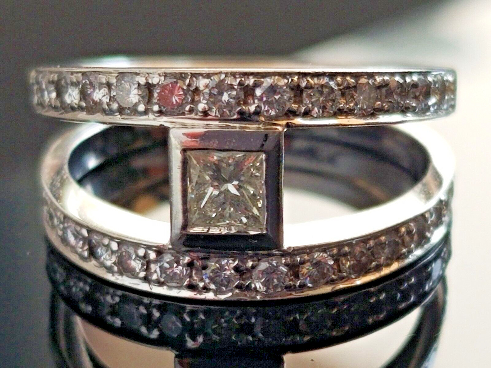 Modern Open Frame Princess Solitaire Diamond 14k … - image 4