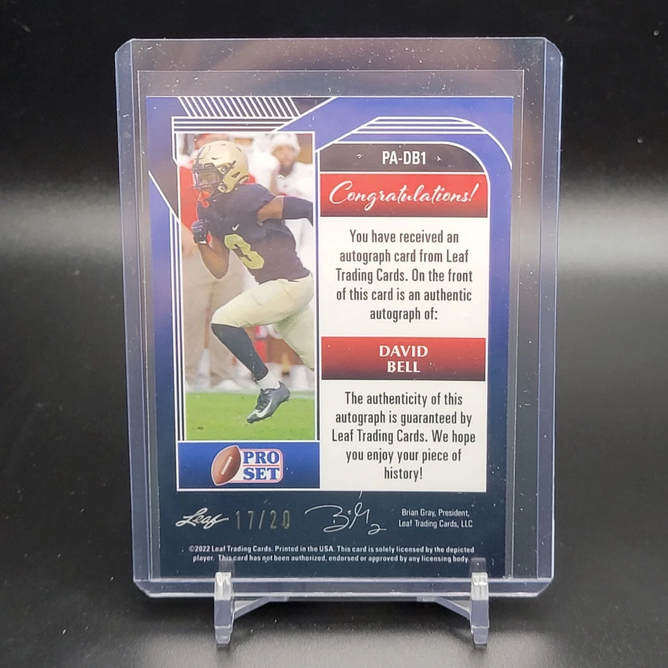 2022 Pro Set Metal DAVID BELL #PA-DB1 BLUE MOJO XRC Rookie Auto SSP #/20 Browns - Image 3 of 4