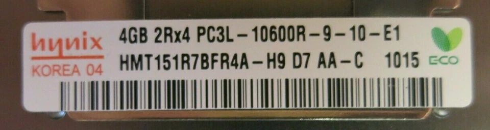 Hynix HMT151R7BFR4A-H9 20GB (5x4GB) 2Rx4 PC3-10600 240P DDR3 ECC CL9 Memory  - Image 3 of 4
