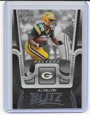 AJ DILLON - BLITZ INSERT - #BTZ-AJD 2021 Panini Playbook Football Card - Packers