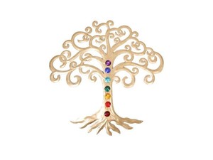 Gold Tree Of Life With Chakra Stones 45cm Wall Decor