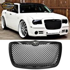 Fits 05-10 Chrysler 300 300c Front Mesh Grille Grill Unpainted Black S Logo