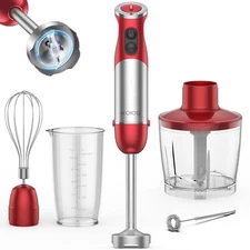 1000W Immersion Blender Handheld Blender Electric 5-in-1 Hand Blender Red Color