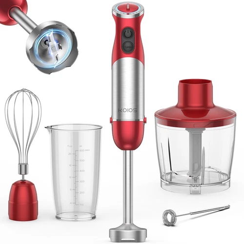 1000W Immersion Blender Handheld Blender Electric 5-in-1 Hand Blender Red Color