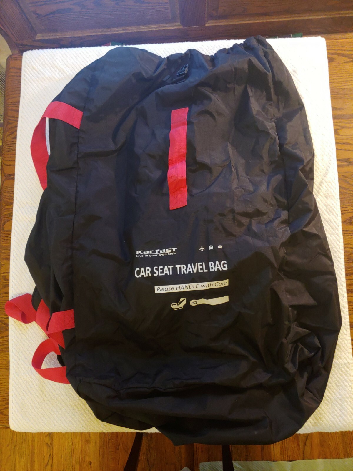 Black & Red Travel Bag or Duffel Bag For Car Seat by Karfast Extra