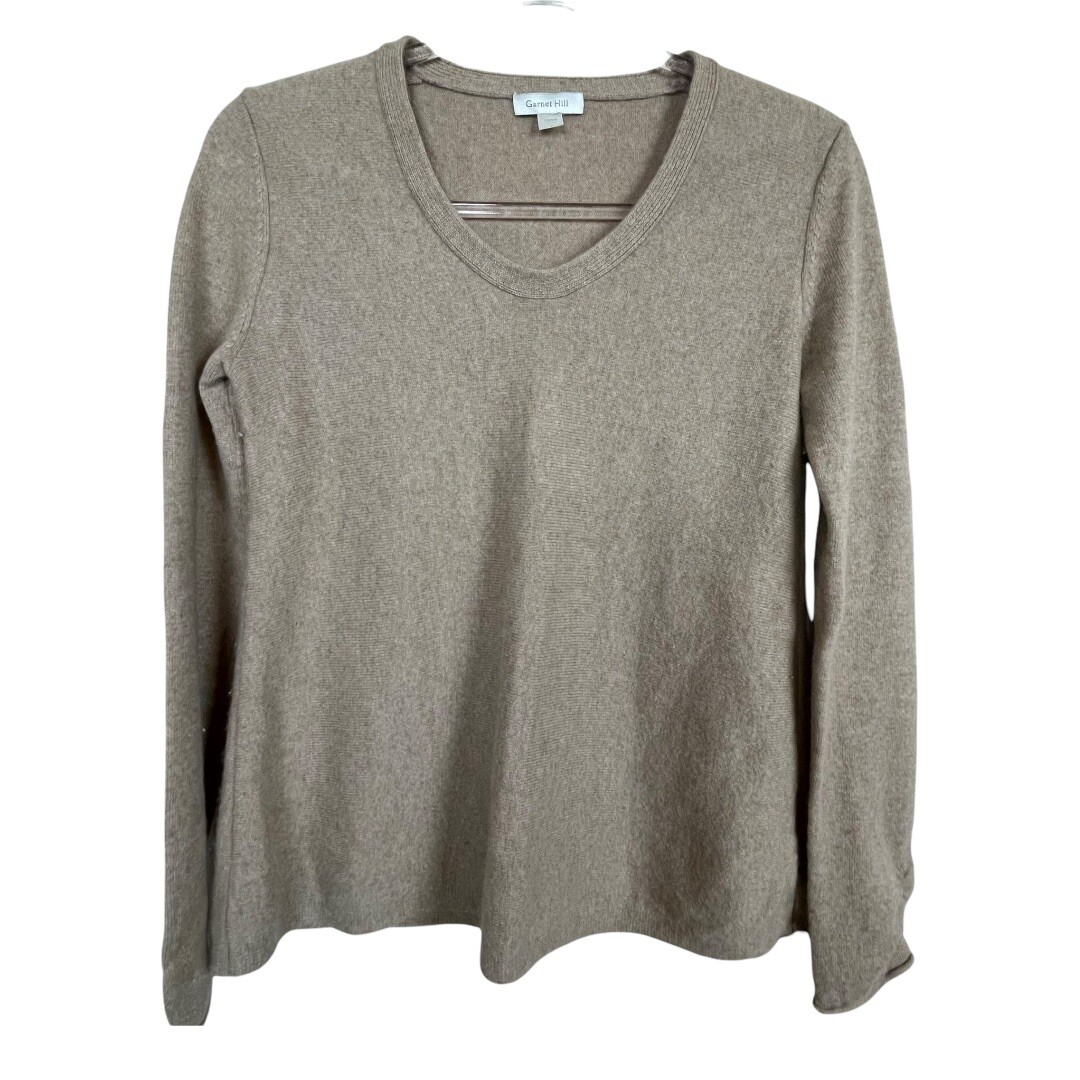 Garnet Hill Cashmere Size S Tan V-neck 