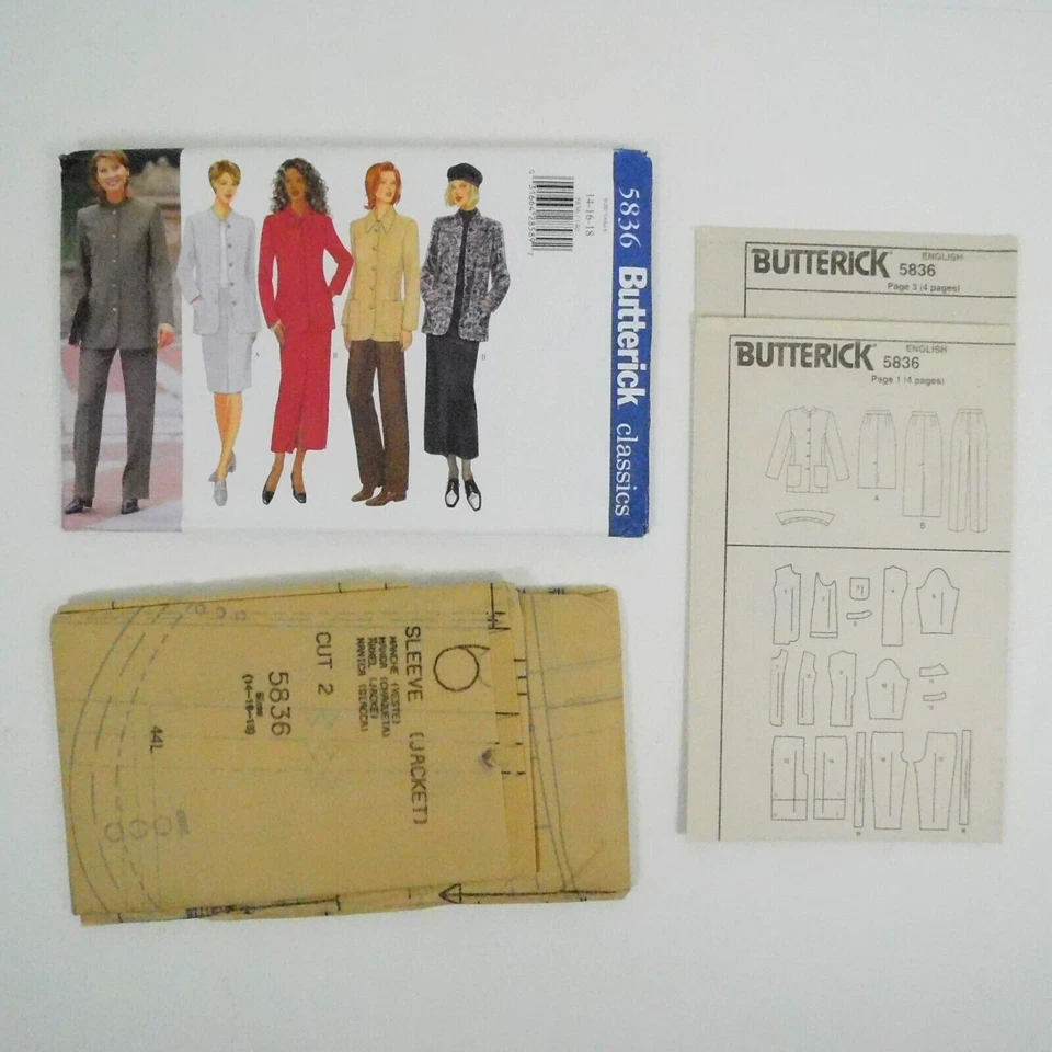 Butterick 5836 Misses Jacket Skirt Pants Sewing Pattern Size 14-18 Uncut Pockets - Image 2 of 4