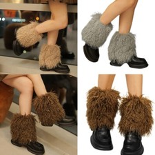 Winter Leg Warmers for Women Furry Boot Cuffs Fuzzy Plush Gaiters Short Socks