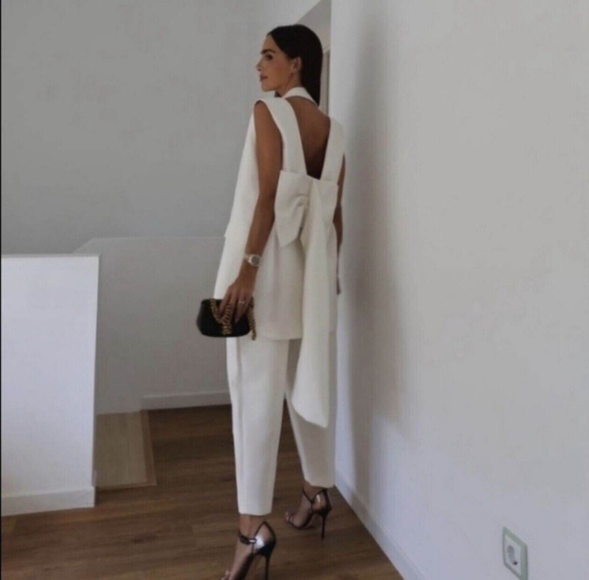 Zara Waistcoat Dress With Bow Limited Edition Ecru 3471/460