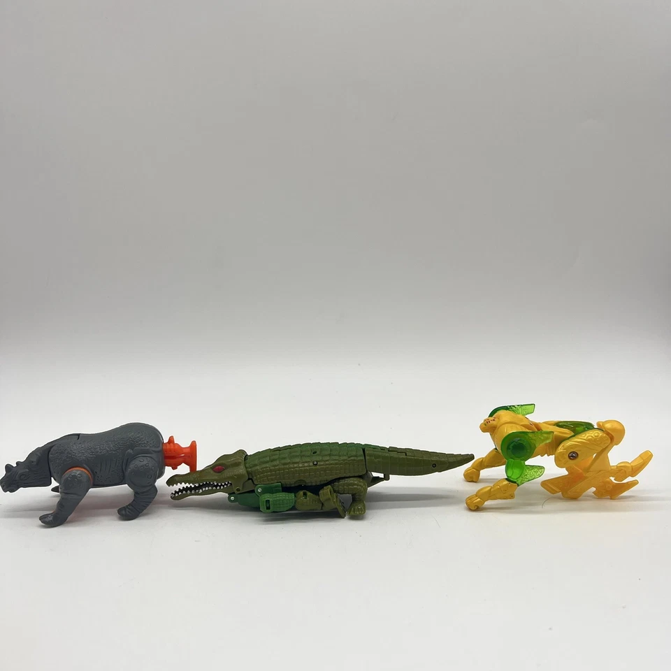 Lote de 3 figuras de juguete Hasbro Transformers Beast Machines Rhino Alligator Cheetah Foto 3 de 4