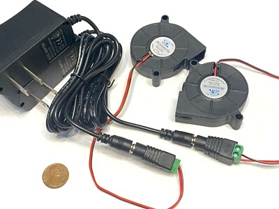 2 sets  110AC to DC 5015 12V 50MM x 15MM Cooling Blower Fan power supply
