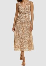  416 Theory Women's Beige Cutout Sleeveless Midi A-Line Dress Size 6