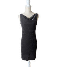 Cleo Petites Charcoal Gray Sparkle Lurex Drape Neckline Stretch Knit Dress 6P