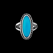 Large Oval Rope Ring, Blue Resin, 925 Sterling Silver, Size: 6
