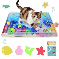 Upgraded Water Sensory Playmat for Cats, Thickened Cat Dog Toys Bored Blue