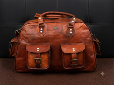 Vintage Genuine Leather Duffle Bag Men s Gym Overnight Weekend Travel Luggage