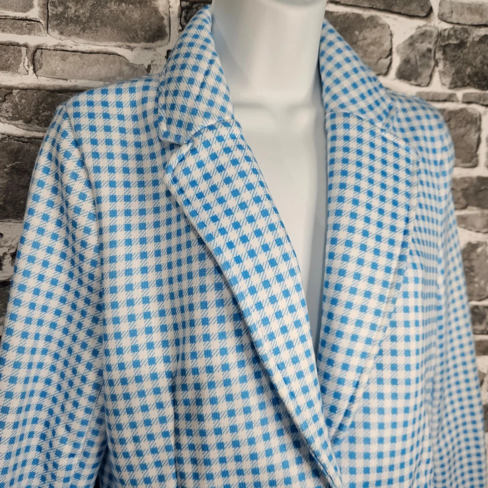 Lands End Womens Checked Blazer Small Blue & White Brand New with Tags - Image 2 of 4