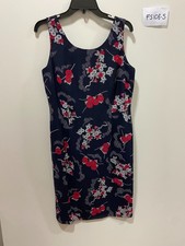 JACQUES VERT Navy Floral Midi Dress UK 14 (fs108-5)
