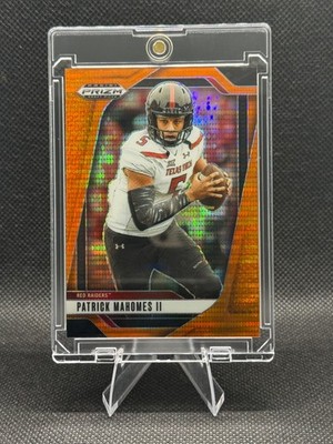 2025 Panini Prizm #198 Patrick Mahomes II Orange Pulsar #/75-Chiefs / Texas Tech