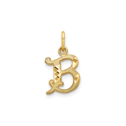 14k Gelbgold Initiale B Anhänger Charm strukturierte Schrift Monogramm - Bild 1 von 6
