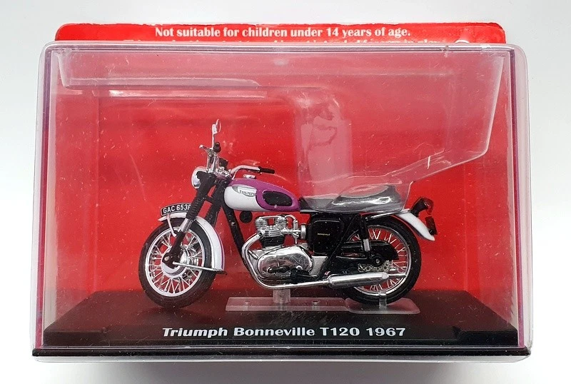 Altaya 9 cm de largo diecast AL1609B - 1967 Triumph Bonneville T120 - negro/púrpura Foto 3 de 4