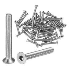 50pcs Flat Head Machine Screws Hex M3x0.5 Stainless Steel 25mm Length