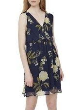 VERO MODA Womens Blue Lined Sleeveless Above The Knee Fit + Flare Dress XS