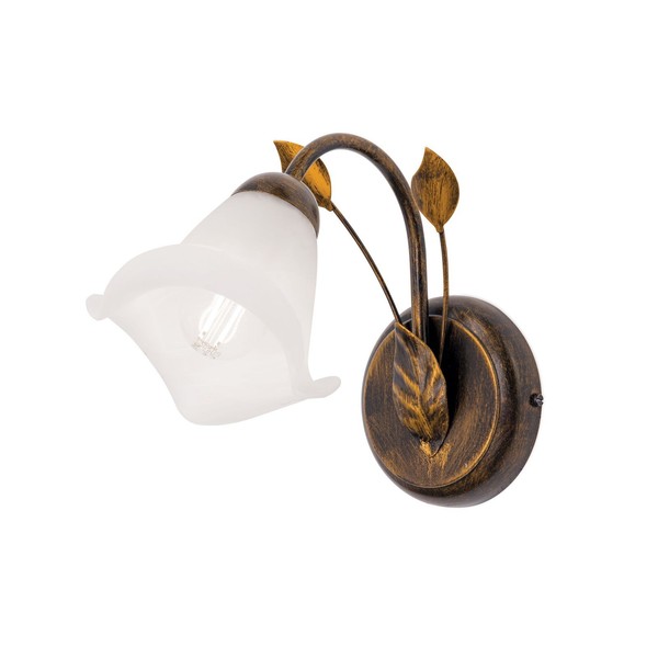 Wandlampe Glas Metall E14 21 Cm Hoch Shabby Antik Weiß Landhausstil Wandleuchte-image