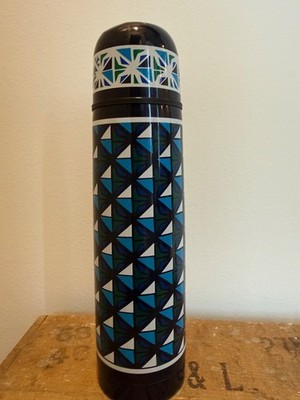 Tory Burch Blue Thermos Water Bottle Hot Cold Container Limited Design 10 1/4''.B