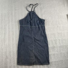 Old Navy Dress Womens 6 Blue Denim Halter Sleeveless Mini Zip Back Casual NWT