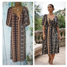 Next Geometric Floral Wrap Midi Dress Size 18 Summer holiday Occasion