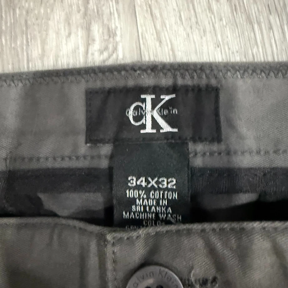 Calvin Klein Dress Pants Mens 34x32 Gray Straight Fit Cotton Slacks - Image 3 of 4