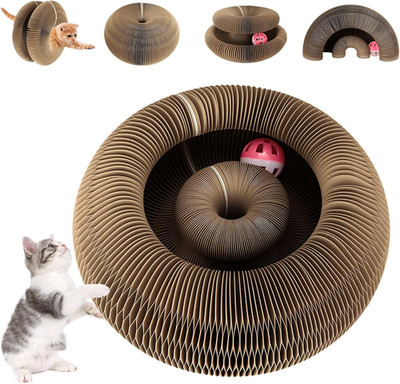 Kitty Kurlz Curls Cat Toy, Magic Organ Cat Scratching Board with Bell-Ball, F...