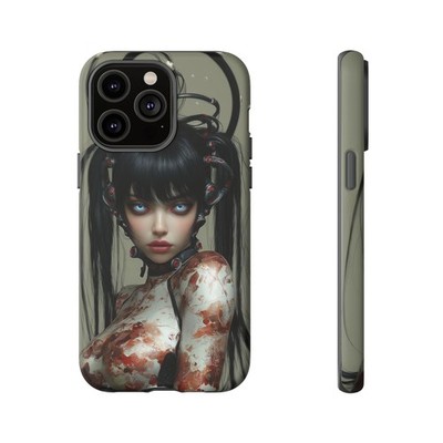 Phone Ink - iPhone | Galaxy | Pixel Case - Cyber Girl Crimson Paint Armor