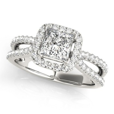 Sale! 2 kt DE/VS Lab Grown Princess Cut Diamant Halo Verlobungsring Platin