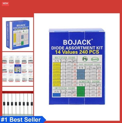 Diode Assortment Kit 240pcs Rectifier Fast Recovery Schottky Switching Diodes