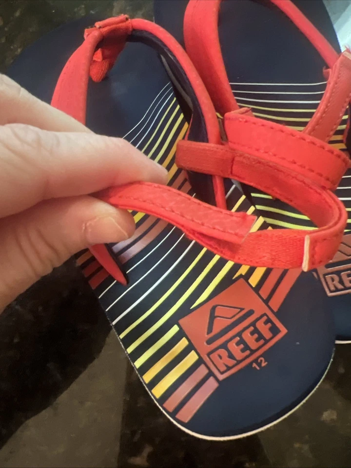 Reef Sandals Boys Sz 12 Toddler Youth Flip Flops Beach Red Navy Summer - Image 4 of 4