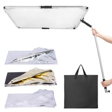 Portable Hand-held Scrim Flag 39x39 inch / 100x100cm Light Reflector Panel Ki...