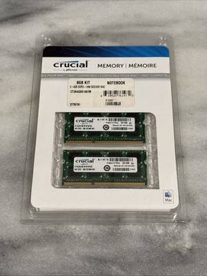 NIB Crucial by Micron Apple Mac Compatible Memory 8 GB (4GB x 2) Kit 