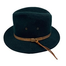 Stetson Mens Forest Green Wool Felt Fedora Hat Made in USA Leather Band Medium 7