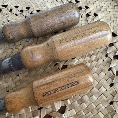 ヴィンテージUSA工具 3X VINTAGE APEX SCREWDRIVER LOT TOOL WOODEN HANDLE DAYTON OHIO USA