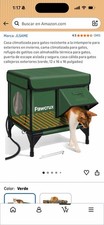 Pawcrux Electric Heated Outdoor Cat House Kennel Shelter, Green